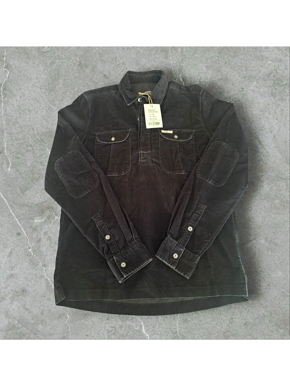 NEW Amundsen Sports Ranger Velvet Half Zip Corduroy Shirt Mens M Faded Navy